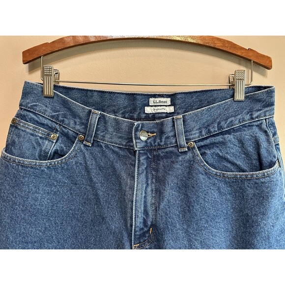 LL Bean Women’s Original Fit Plaid Flannel Lined Jeans Size 14 Petite Cotton EUC - Picture 3 of 12